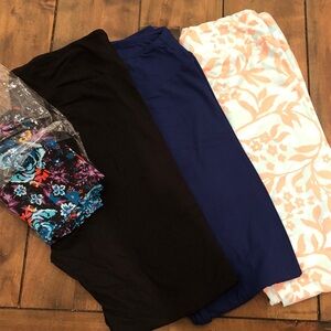 LuLaRoe Women's Leggings Set - Black, Blue, Black Floral, Cream/ Teal Floral